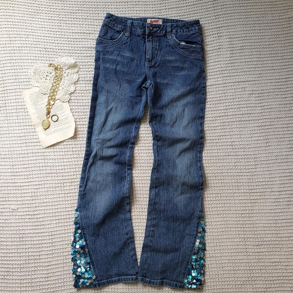 Bongo girls fit and flare denim jeans with blue sequins on the sides